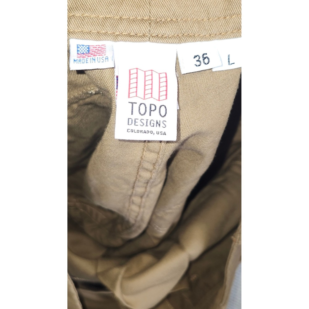 Topo Designs Mens 36L Work Pants Khaki Brown Cotton Twill Made in USA 36 x 31 - Picture 4 of 10